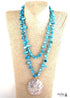 Boho Necklace, RH Big Crystal Shell Purple Necklaces